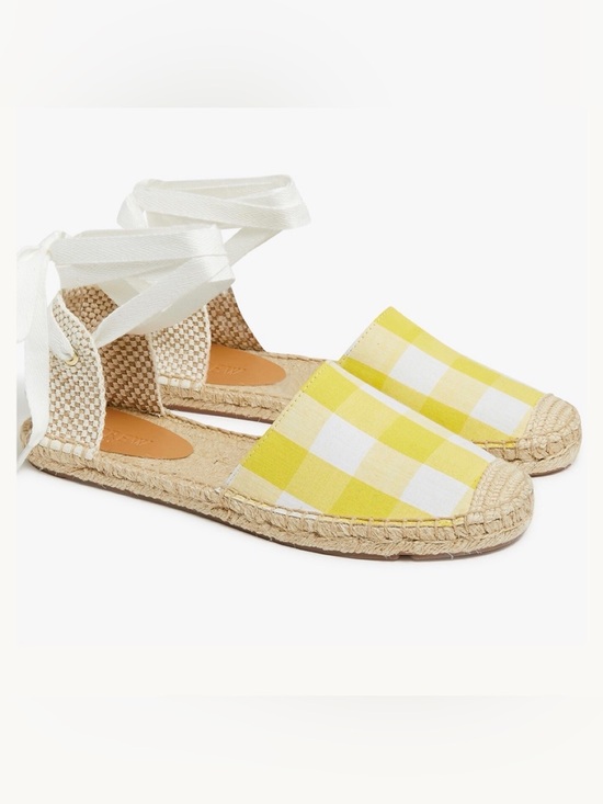 Shoes - J. Crew Gingham d’Orsay Lace-Up Espadrilles Women’s Size 8.5